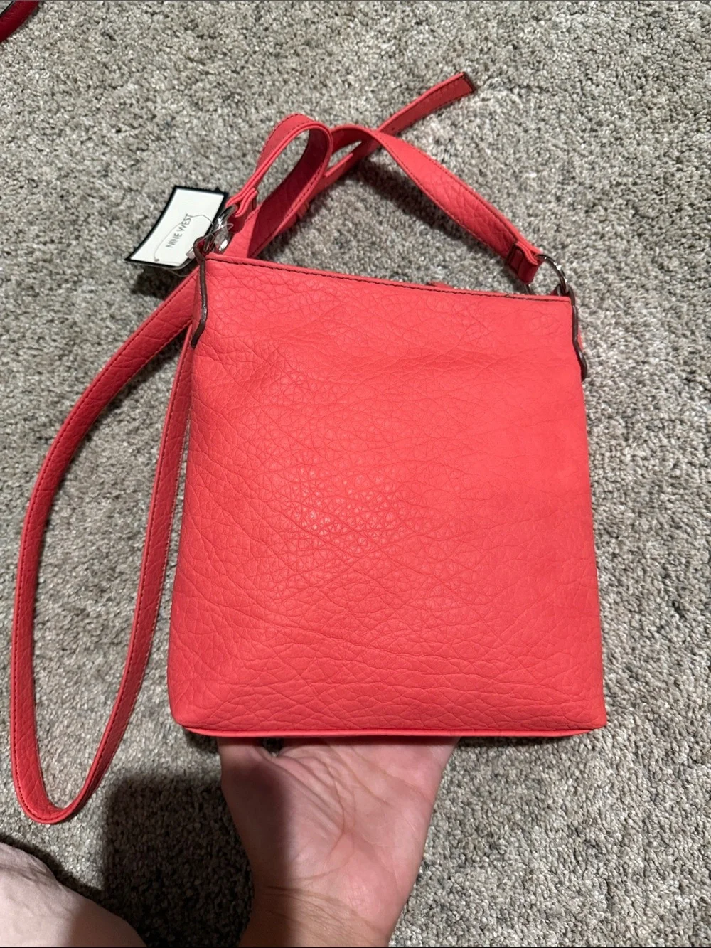 Nine West Bright Coral Crossbody Bag with Front Buckle